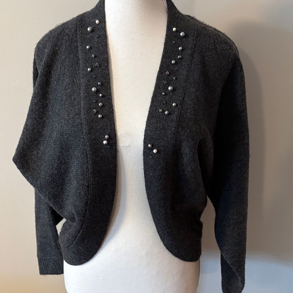 Anthropologie Sweater with Pearl and rhinestone Accents. One size
